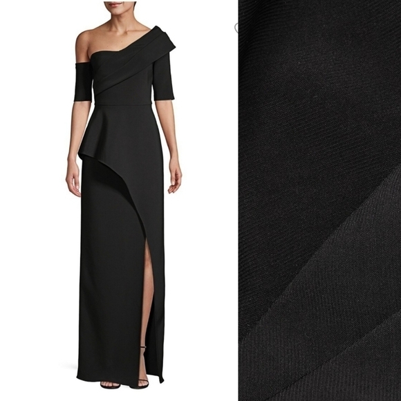 Adrianna Papell Asymmetric Column Evening Black Gown NWT Size 0 - Picture 4 of 15